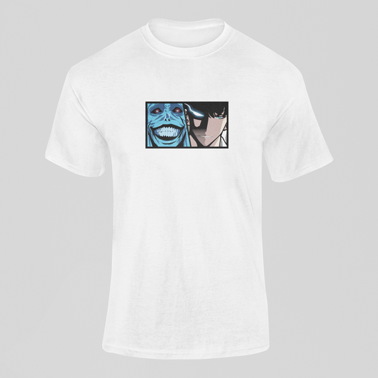 Sung And Statue Of God Custom | Solo Leveling | T-shirt Brodé